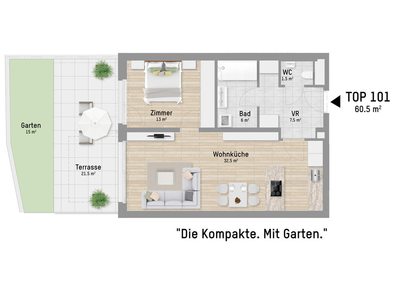 ERSTBEZUG! PRCHENHIT MIT GARTEN UND TERRASSE! /  / 1220 Wien / Bild 2