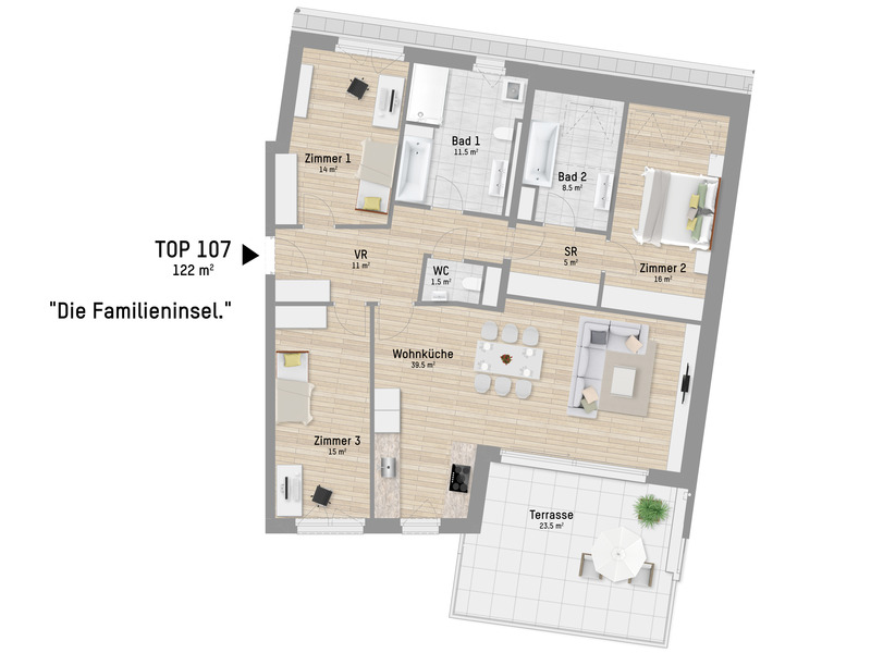 FIRST OCCUPANCY IN LOBAUGASSE - 4 ROOM FAMILY APARTMENT WITH 2 BATHROOMS /  / 1220 Wien / Bild 6