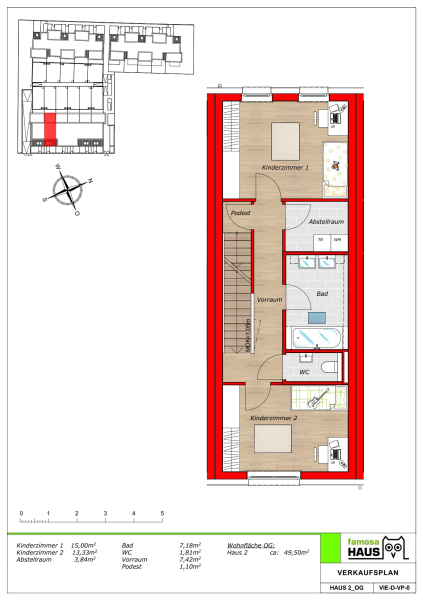 Nachhaltige Ziegelmassivbauweise: Niedrigenergie-Reihenhaus mit 4,5 Zimmern, Keller, Eigengarten, Dachterrasse und Garagenplatz /  / 1230 Wien Liesing / Bild 6