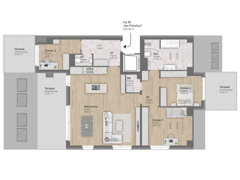 ERSTBEZUG: PENTHOUSE MIT 3 TERRASSEN DIREKT BEI DER U-BAHN (U1)! /  / 1210 Wien / Bild 9