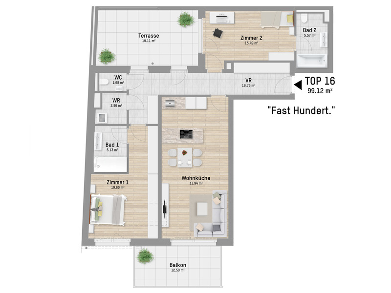 GLORIT ERSTBEZUG: FAMILIENWOHNUNG CA. 30 m TERRASSE! /  / 1210 Wien / Bild 3