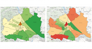 Grafik: Immobilien-Vergleich zum Vorjahr welche Bezirke in Wien wachsen oder schrumpfen